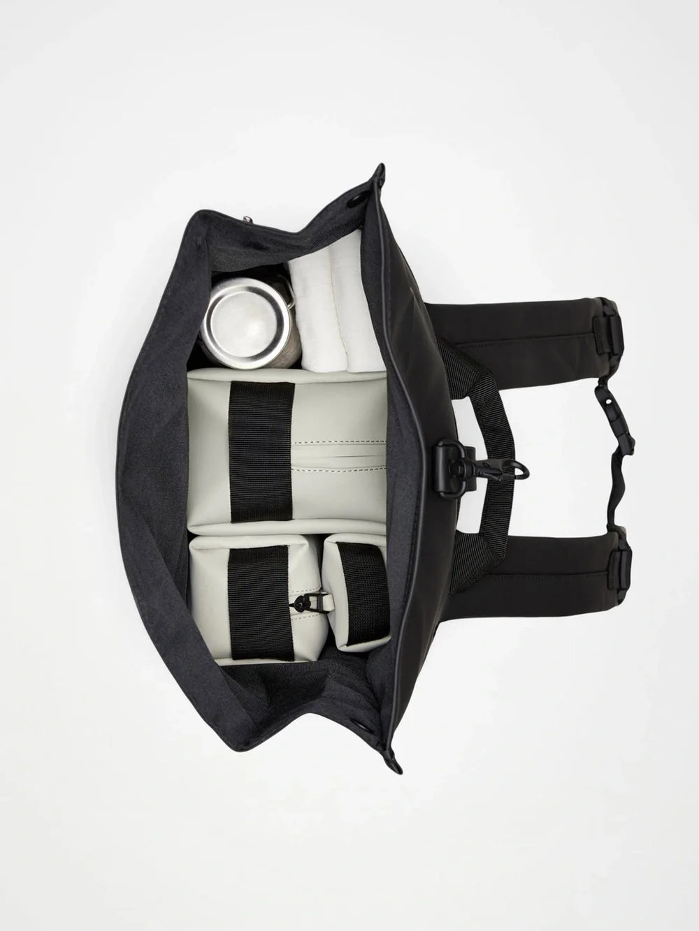 NWT- Rains Black Roll-Top Waterproof Rucksack